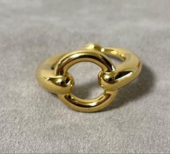 HERMES Mors Horse Bit Gold Scarf Ring 20mm with Box