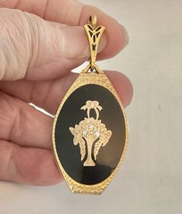 Antique 18k Enamel Locket With Diamonds