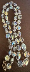 Vintage AB Coated Crystal Brooch Necklace Jewelry Set SPARKLY