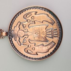 Vintage Copper Bell Kachina Pendant Necklace 29″ Large Round 2 5/8″