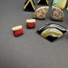 Vintage to Now Earrings Lot of 6 Post Back Pierced Ears Enamel