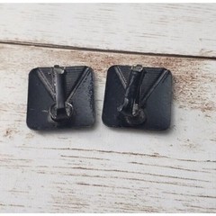 Vintage Clip On Earrings – Beige Rectangle with Black Triangle