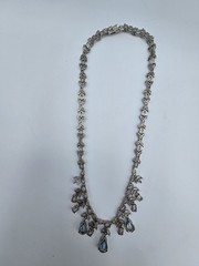 Vintage C*A 925 Sterling Silver Natural Blue Topaz Festoon Bib Statement…