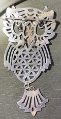 Large Sterling Silver Owl Pendant Sacred Geometry Design 3” 23g
