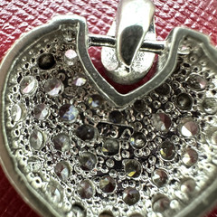 VINTAGE 80s 925 STERLING SILVER CZ HEART SHAPE PENDANT