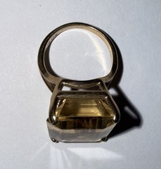 7.99 Grams UTC 14k Yellow Gold Natural Citrine Vintage XX Large Rectangle Ring