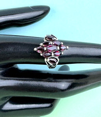GORGEOUS Vintage AVON Ring SIGNED JJJ Amethyst Cluster size 7
