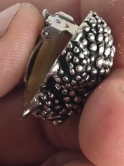Vintage CABOT Signed Modernest Silver Alloy Textured Frog Clip-on Earrings