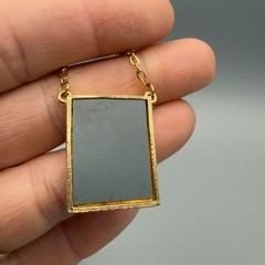 Vintage JJ Rabbit Looking In The Mirror Gold Tone Necklace Easter Spring 16″