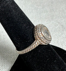 Sterling Silver Ring with Faceted Teardrop CZ Set in Stamped Silver – Size 6.25