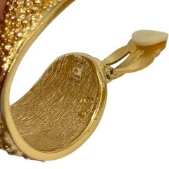 Vintage YSL Gold Tone Textured Clip On Earrings France Signed Statement