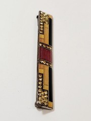 Vintage French Art Deco Rare Long Bar Brooch Enamel Rhinestones Trombone Clasp