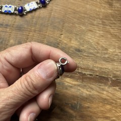 VINTAGE NORWEGIAN ENAMEL & STERLING SILVER NECKLACE & BRACELET Set Cobalt
