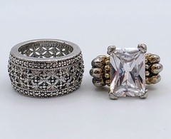 Vintage Ring Lot 5 Pc Estate Rhinestone Crystal Costume Wearable Craft Harvest