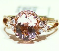 2.66CT 14K Gold Natural Morganite White Diamond Vintage Halo Engagement Ring