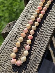 Vintage Lucite Marbled Pastel Necklace Beaded Spring Easter Pink Cream Blue