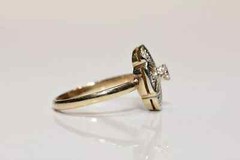 Art Deco Style Lab Created Diamond Filigree Floral 14K White Gold FN Gift Ring