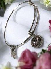 Alex and ANI October Rose Crystal Birthstone Silver Tone ADJ Bangle 7” Bracelet