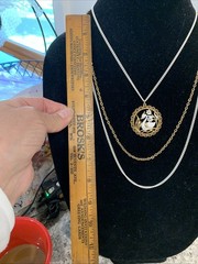 SHP EXCL Pendant Necklace Triple Strand Swan White Gold Tone Vintage Stan Home