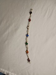 Vintage Dainty 1/20 14kt Gold Filled Multi-Colored Stone 7 Inch Bracelet 1.52gm