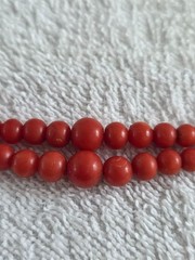 Antique Genuine Natural 100% Undyed Red Mediterranean Coral Beads Necklace