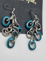 Teal geometric dangle earrings on card Birch Hill pierced Prom Formal Easter
