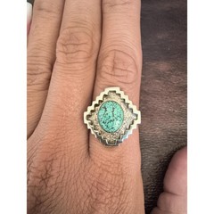 Vintage JACKSON Sterling Silver Turquoise Ring, Dan Jackson, Navajo, 6.5