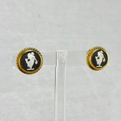 Vintage Wedgwood Black & White Jasperware Fairy Angel Necklace & Earrings Set