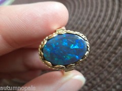 7 1/4 Vintage 14k APPROX 14×10 AUSTRALIA BLACK OPAL Ring