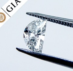 GIA Half Moon Marquise Baguette Diamond Platinum Asymmetric Ring GIA Certificate