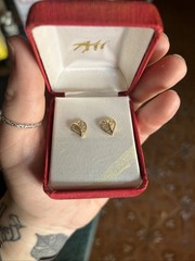 AAi Vintage Gold Tone Costume Earrings Rhinestone Detail Brand New