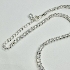 Classic Bling Clear Rhinestone 13 Inch Choker Necklace Silvertone Prong Set