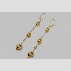 Vintage 3″ Gold Puffed Ball Drop Earrings | 1/20 14K Gold Filled | Handcrafted