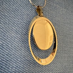 Antique Before 1920s Glass Grecian Lady Cameo Pendant Necklace