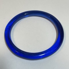 Vintage Royal Blue Glossy Solid GLASS Mod Bangle Bracelet Jewelry