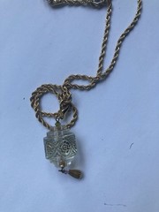 Art Deco Glass vintage Pendant Lucky Charm Talisman Gorgeous Ooak Beauty
