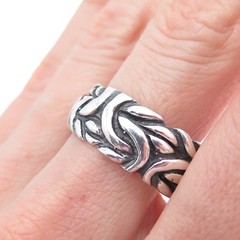 925 Sterling Silver Vintage Byzantine Oxidized Band Ring Size 11.75