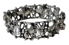 Tapani Vanhatalo Finland Brutalist Bracelet Ring Set Silver Plated Pewter Modern