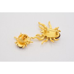 Vintage Spider Pin Lapel Tac Set Brushed Gold Tortoise Halloween NOS 1980s BinA7