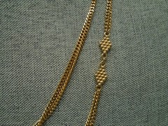 Monet Signed Double Chain 56 in Long Station Necklace Gold Tone Older Clasp VTG