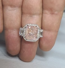 Platinum Engagement Ring 10.00ct Lab Grown Vivid Pink Diamond Cushion Shape IGI