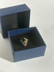 Vintage Green Cubic Zirconia Ring Gold Plated Womens Size 6.5