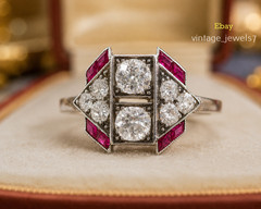 1.5CT Lab Created Round Cut Two Stone Vintage Art Deco Cocktail Ring 14K Gold FN