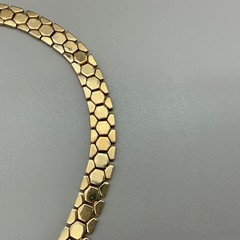 Crown Trifari Necklace Vintage Gold Tone Honeycomb Hexagon Bolo Drop 18″ Pat Pen