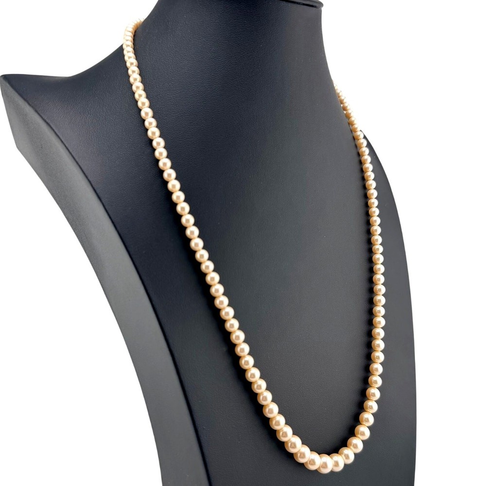 Vintage Marvella 1950s 1960s Cream Faux Pearls Graduated Beads 23″ Necklace