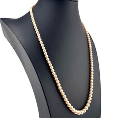 Vintage Marvella 1950s 1960s Cream Faux Pearls Graduated Beads 23″ Necklace