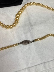 Vintage Sterling Silver 925 Clasp Gold Faux Pearls
