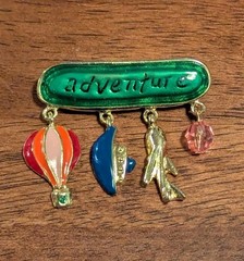 Vintage TC Signed Enamel Adventure Brooch