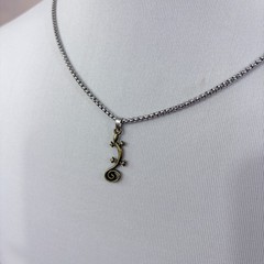 Vintage Bronze Gecko Pendant Box Chain Necklace