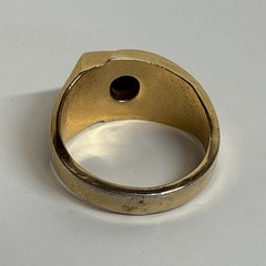 Vintage ESPO 18K HGE Gold Tone Brass Tiger Eye And CZ Ring, Size 11.75